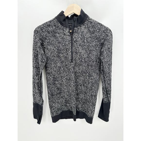 lululemon athletica Tops - Lululemon Rest Less Half Zip Pullover Speckled Black White Womens Size 4